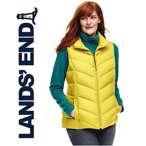 LAND'S END Yellow Down Feather Puffer Vest  Small Size 6/8